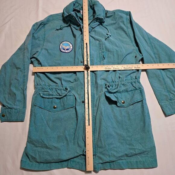 VINTAGE BEACH BLVD CHORE COAT GREEN 100% COTTON GREENPEACE MENS SIZE LARGE - Picture 7 of 10